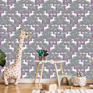 Papier Peint Pour Les Enfants - Licornes Arc-En-Ciel – Image 5