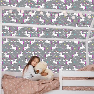 Papier Peint Pour Les Enfants - Licornes Arc-En-Ciel – Image 7
