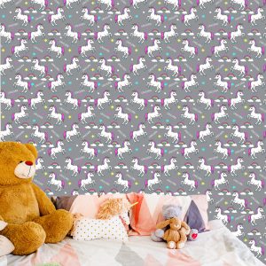 Papier Peint Pour Les Enfants - Licornes Arc-En-Ciel – Image 6