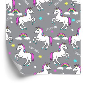 Papier Peint Pour Les Enfants - Licornes Arc-En-Ciel – Image 2