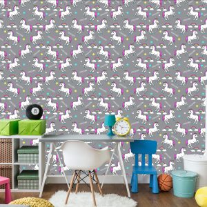 Papier Peint Pour Les Enfants - Licornes Arc-En-Ciel – Image 4