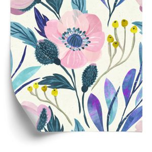 Papier Peint Fleurs Rétro Pastel – Image 2