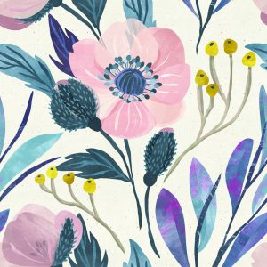 Papier Peint Fleurs Rétro Pastel – Image 1