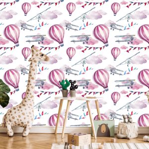 Papier Peint Ballons Colorés D'avions Pour La Chambre Des Enfants – Image 5