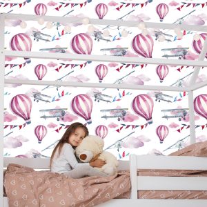 Papier Peint Ballons Colorés D'avions Pour La Chambre Des Enfants – Image 7