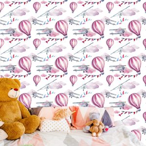 Papier Peint Ballons Colorés D'avions Pour La Chambre Des Enfants – Image 6