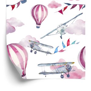 Papier Peint Ballons Colorés D'avions Pour La Chambre Des Enfants – Image 2