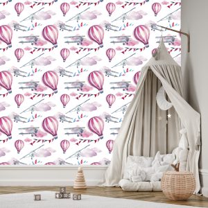 Papier Peint Ballons Colorés D'avions Pour La Chambre Des Enfants – Image 3