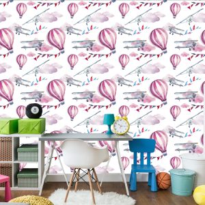 Papier Peint Ballons Colorés D'avions Pour La Chambre Des Enfants – Image 4