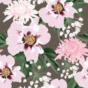 Papier Peint Beaux Chrysanthèmes Et Pivoines – Image 1