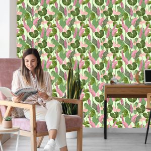 Papier Peint Feuilles Et Fleurs Colorées – Image 7
