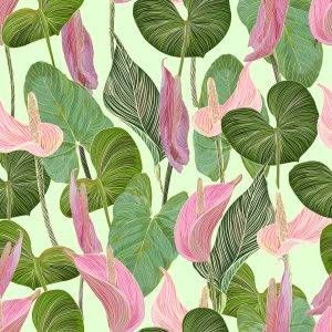 Papier Peint Feuilles Et Fleurs Colorées – Image 1
