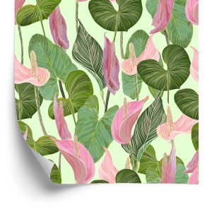 Papier Peint Feuilles Et Fleurs Colorées – Image 2