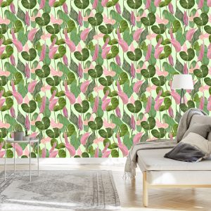 Papier Peint Feuilles Et Fleurs Colorées – Image 3