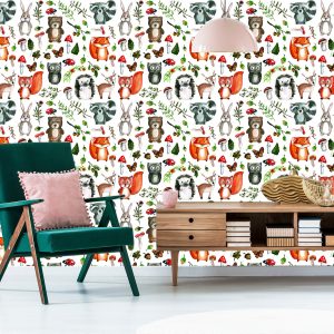 Papier Peint Pour Les Enfants - Animaux De La Forêt Et Amis – Image 6