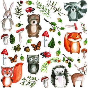 Papier Peint Pour Les Enfants - Animaux De La Forêt Et Amis – Image 1