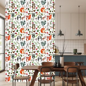 Papier Peint Pour Les Enfants - Animaux De La Forêt Et Amis – Image 4