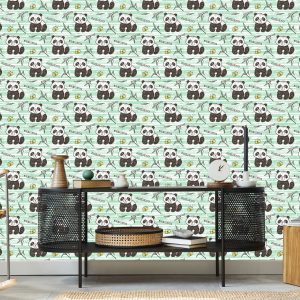 Papier Peint Pandas Sur Fond Vert – Image 5