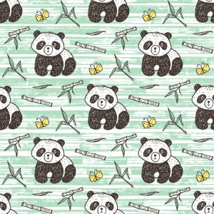 Papier Peint Pandas Sur Fond Vert – Image 1