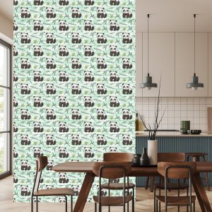 Papier Peint Pandas Sur Fond Vert – Image 4