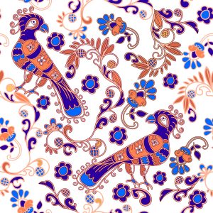 Papier Peint Ornements D'oiseaux Et De Plantes – Image 1