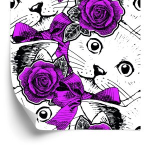 Papier Peint Chats Et Roses – Image 2