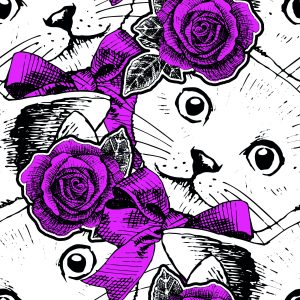 Papier Peint Chats Et Roses – Image 1
