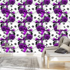 Papier Peint Chats Et Roses – Image 3