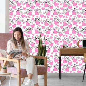 Papier Peint Pour Les Enfants - Petits Chatons Et Coeurs – Image 7