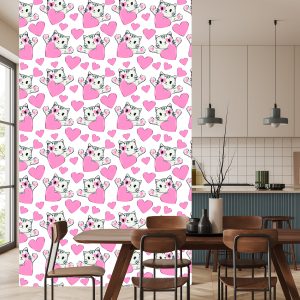 Papier Peint Pour Les Enfants - Petits Chatons Et Coeurs – Image 4