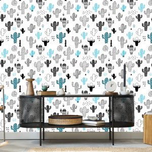 Papier Peint Plantes Murales Cactus Style Scandinave – Image 5