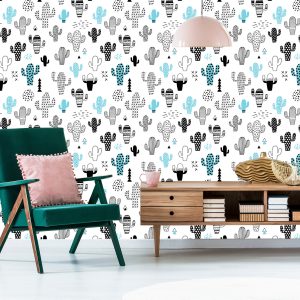 Papier Peint Plantes Murales Cactus Style Scandinave – Image 6