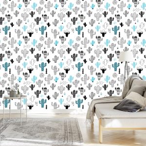 Papier Peint Plantes Murales Cactus Style Scandinave – Image 3