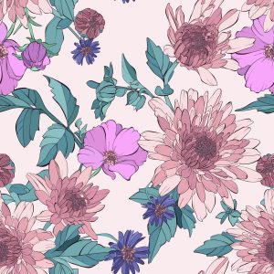 Papier Peint Asters Roses Et Dahlias – Image 1