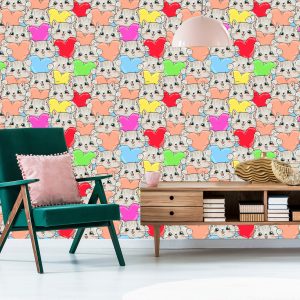 Papier Peint Pour Les Enfants - Chatons Et Coeurs Heureux – Image 6