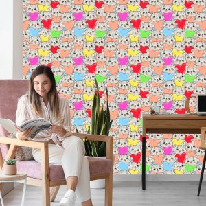 Papier Peint Pour Les Enfants - Chatons Et Coeurs Heureux – Image 7