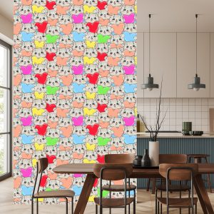 Papier Peint Pour Les Enfants - Chatons Et Coeurs Heureux – Image 4