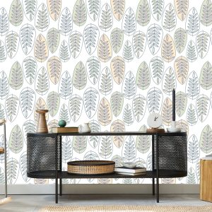 Papier Peint Feuilles De Style Scandinave Pour La Chambre – Image 5