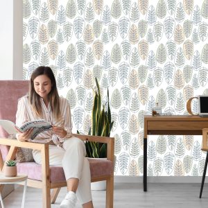Papier Peint Feuilles De Style Scandinave Pour La Chambre – Image 7