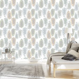 Papier Peint Feuilles De Style Scandinave Pour La Chambre – Image 3