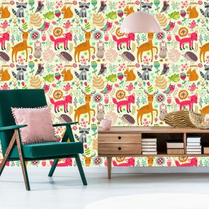 Papier Peint Pour Les Enfants - Happy Forest Animals – Image 6