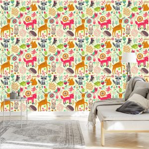 Papier Peint Pour Les Enfants - Happy Forest Animals – Image 3