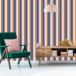 Papier Peint Dans Le Salon De La Salle À Manger Des Barres Verticales Colorées – Image 6