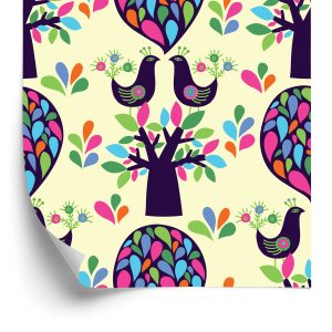Papier Peint Arbre À Oiseaux Avec Des Feuilles Pour Une Chambre De Bébé – Image 2