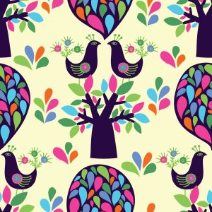 Papier Peint Arbre À Oiseaux Avec Des Feuilles Pour Une Chambre De Bébé – Image 1