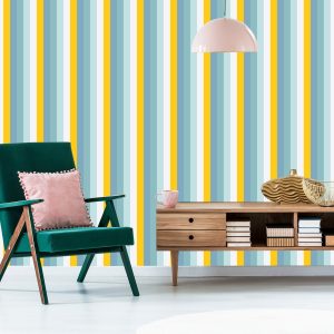 Papier Peint Dans La Chambre À Coucher De Salon De Rayures Verticales Colorées – Image 6