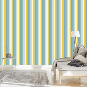 Papier Peint Dans La Chambre À Coucher De Salon De Rayures Verticales Colorées – Image 3