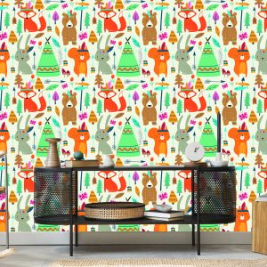 Papier Peint Pour Les Enfants - Amusement Des Animaux De La Forêt – Image 5
