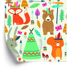 Papier Peint Pour Les Enfants - Amusement Des Animaux De La Forêt – Image 2