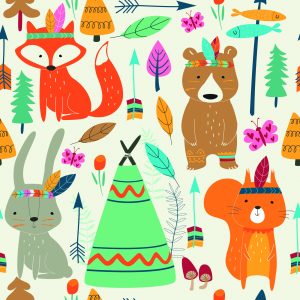 Papier Peint Pour Les Enfants - Amusement Des Animaux De La Forêt – Image 1